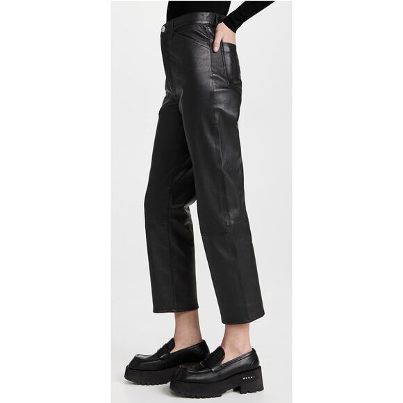 SPRWMN Straight Leg Lambskin Leather Pants in Black - Picture 5 of 10